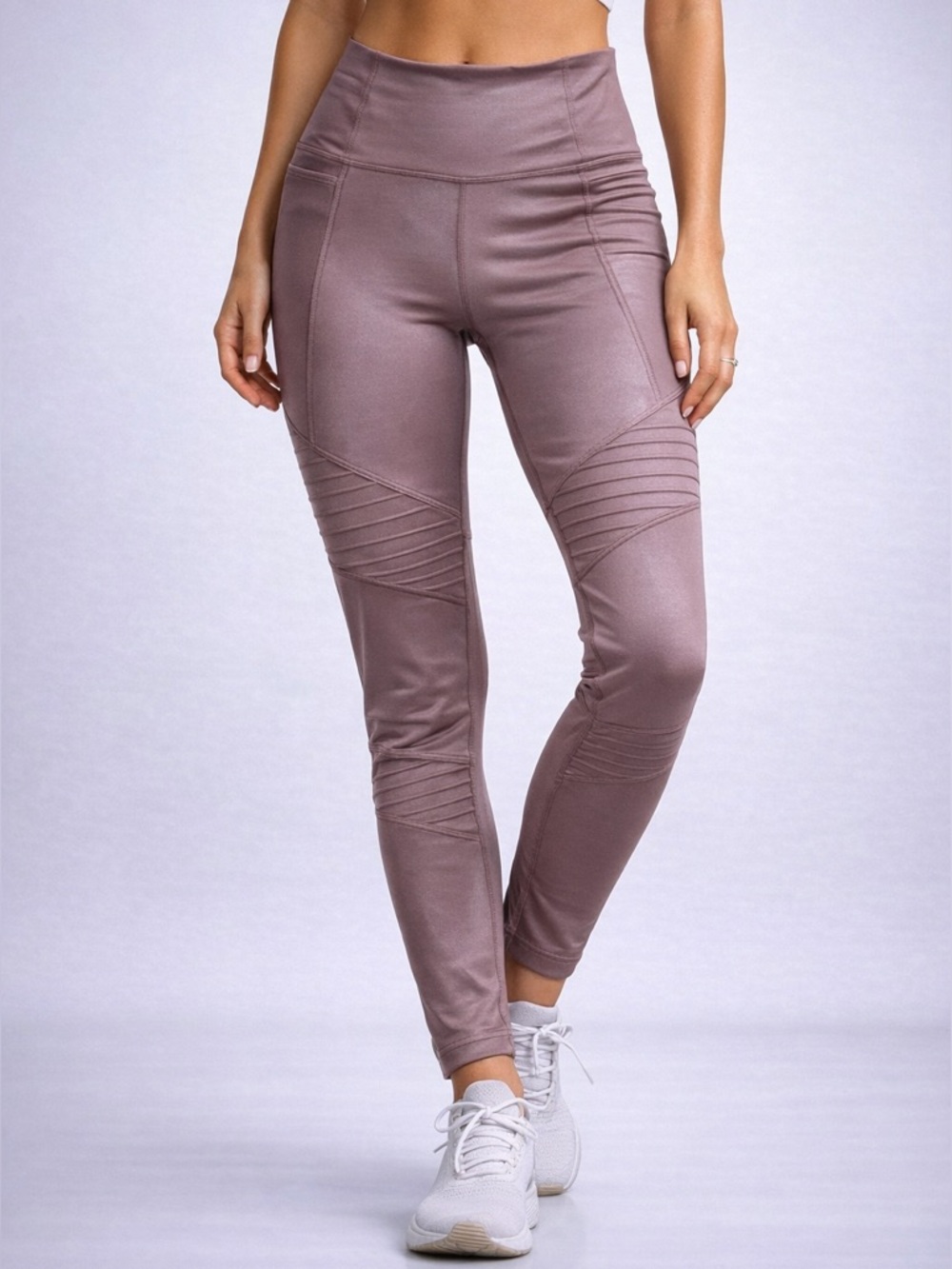 Athleta Inclination Moto Tight Leggings XS Pink Mauve High Rise 25” Inseam EUC